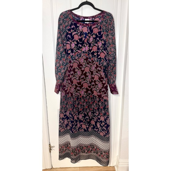 Cabi Multicolor Paisley Boho Long Sleeve Maxi Dress, Size Large - Picture 2 of 9